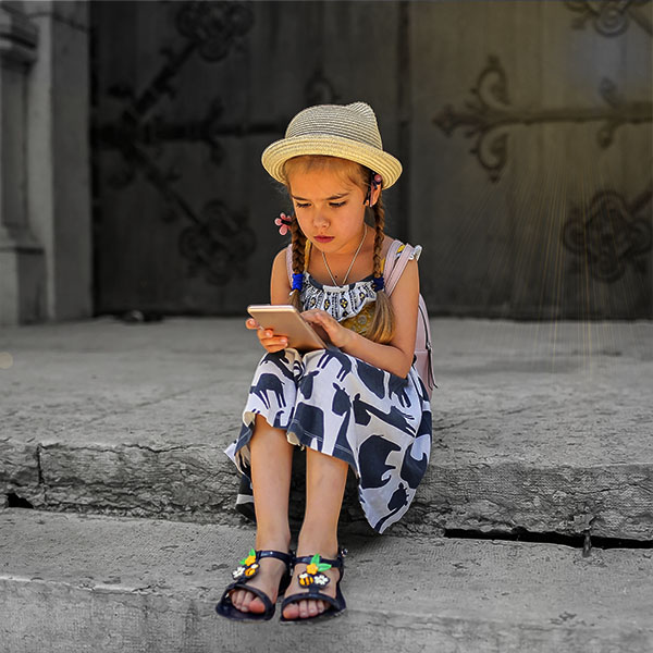 Girl on Church steps